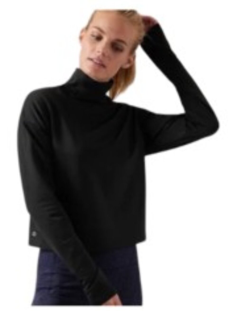Athleta Black Whistler Mock Neck Top XS